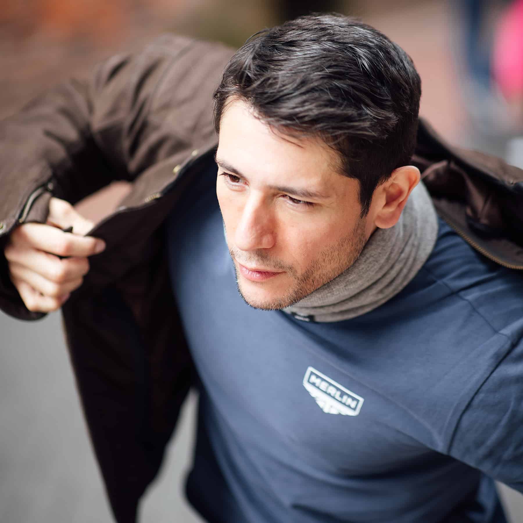 Merlin Truro Signature Tee Navy FREE UK Delivery, FREE 365 Day Returns | Moto Central