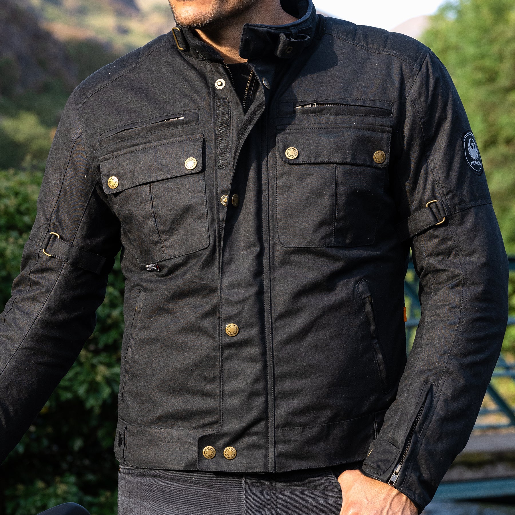 Merlin Barton 2 Wax Jacket Black FREE UK Delivery, FREE 365 Day Returns | Moto Central