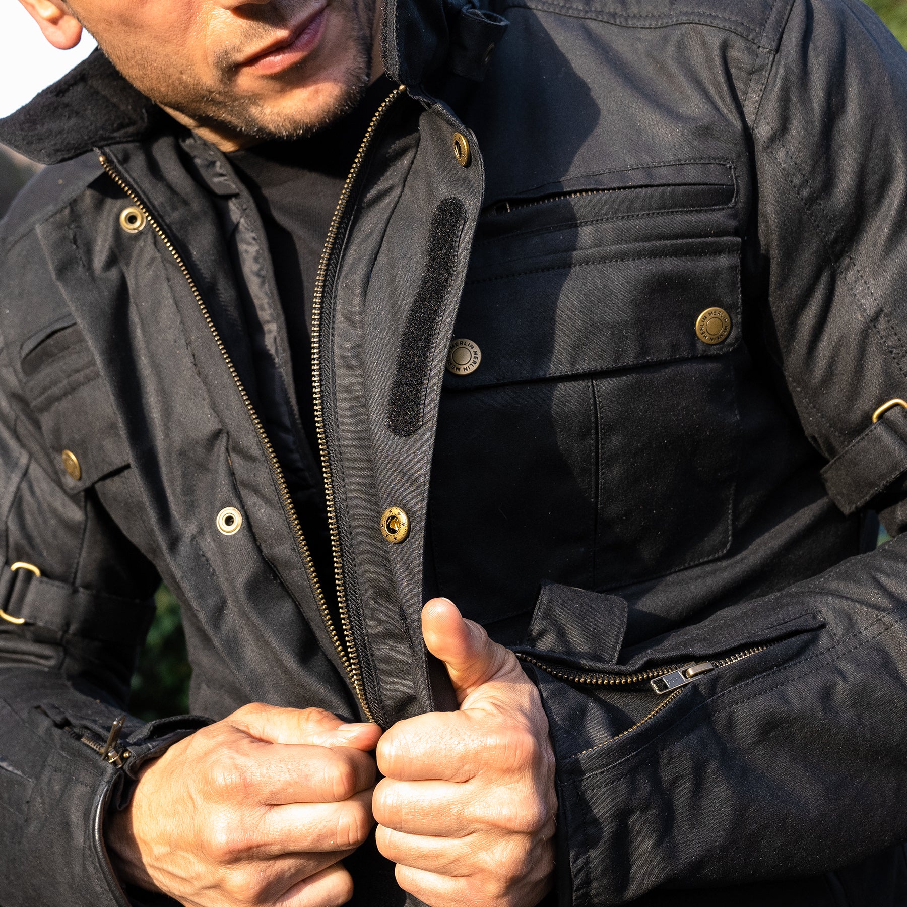 Merlin Barton 2 Wax Jacket Black FREE UK Delivery, FREE 365 Day Returns | Moto Central