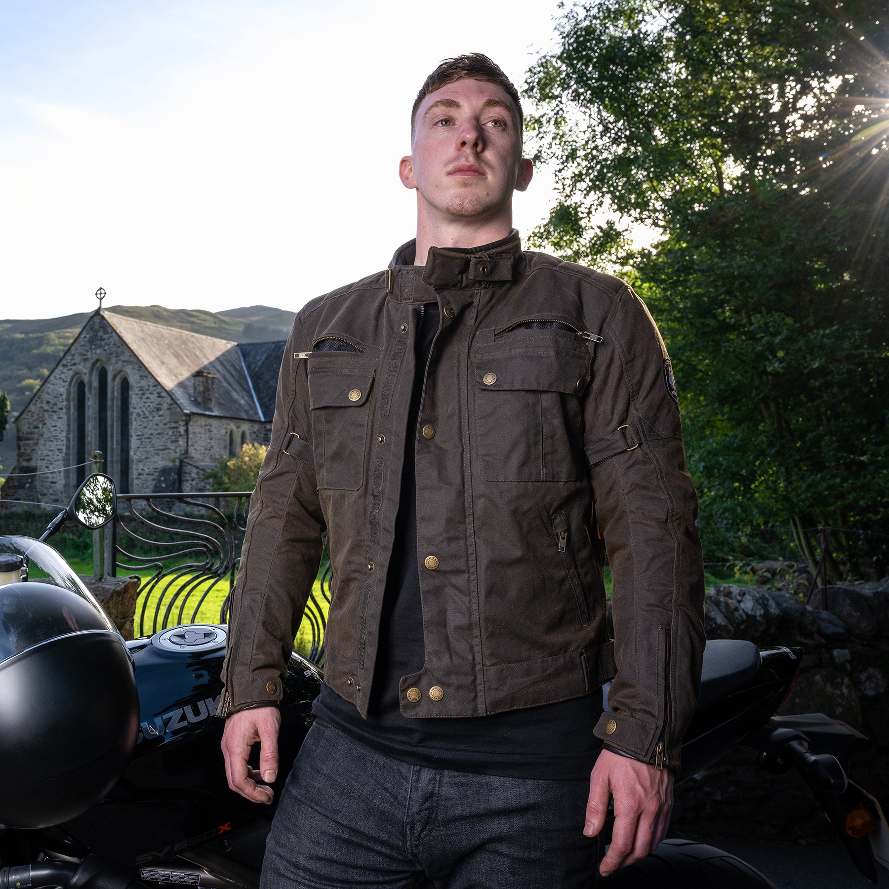 Merlin Barton 2 Wax Jacket Olive FREE UK Delivery, FREE 365 Day Returns | Moto Central