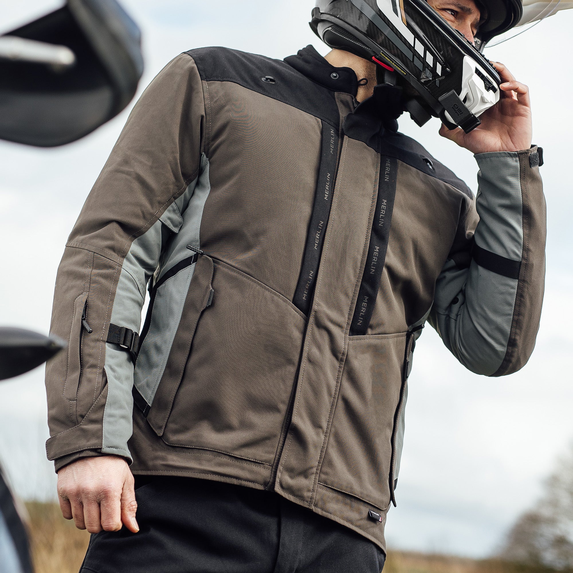 Merlin Borderlands D3O Laminated Textile Jacket Granite FREE UK Delivery, FREE 365 Day Returns | Moto Central