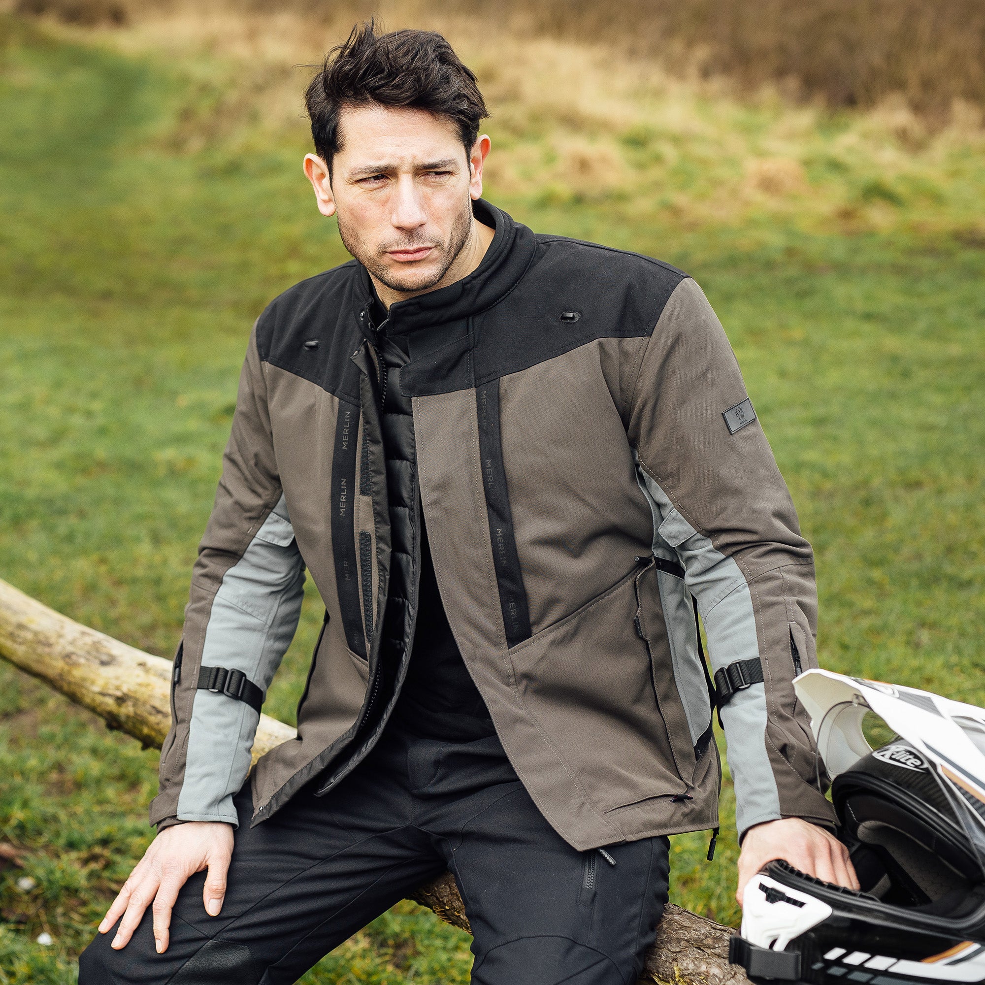 Merlin Borderlands D3O Laminated Textile Jacket Granite FREE UK Delivery, FREE 365 Day Returns | Moto Central