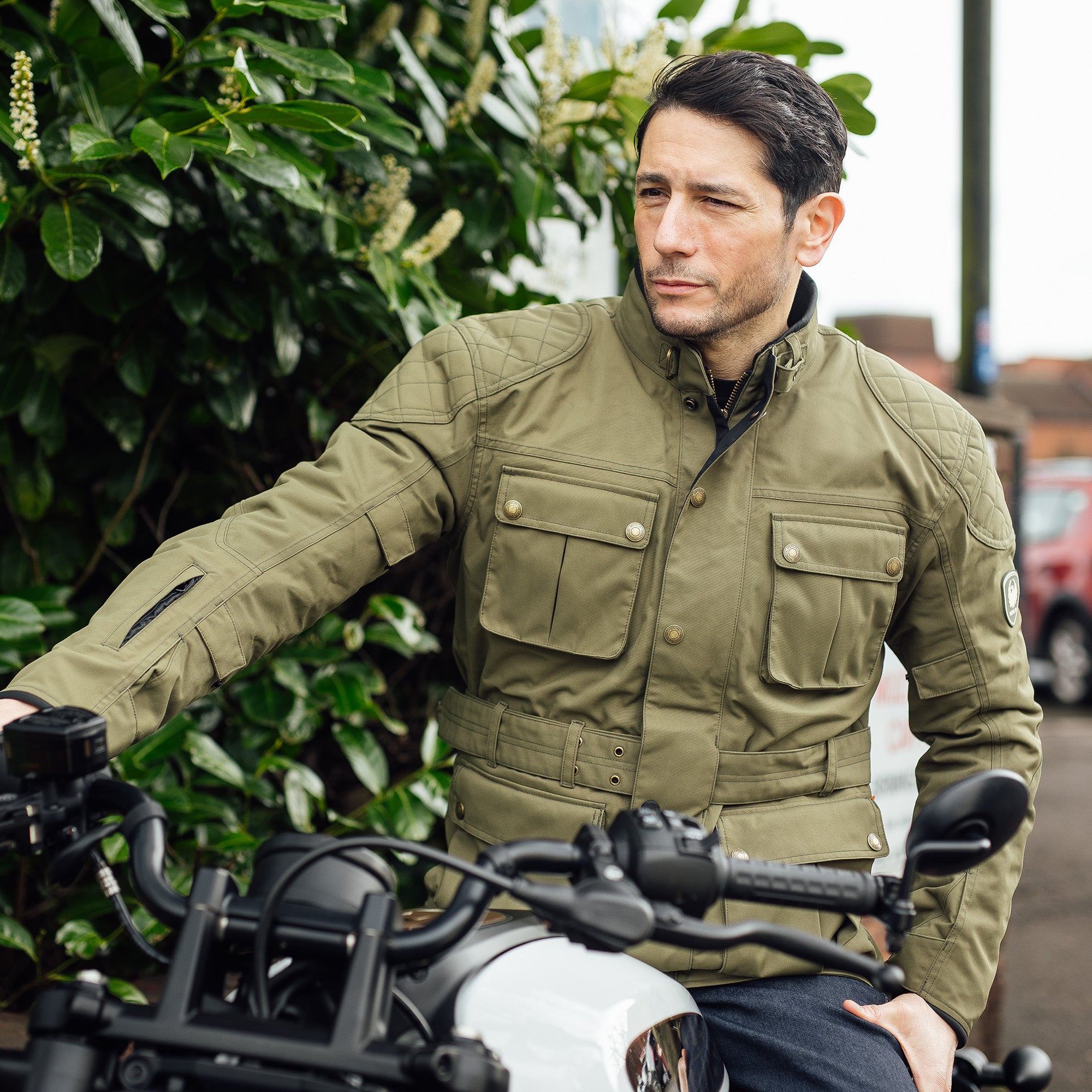 Merlin Burslem D3O Eco Laminated Textile Jacket Green FREE UK Delivery, FREE 365 Day Returns | Moto Central