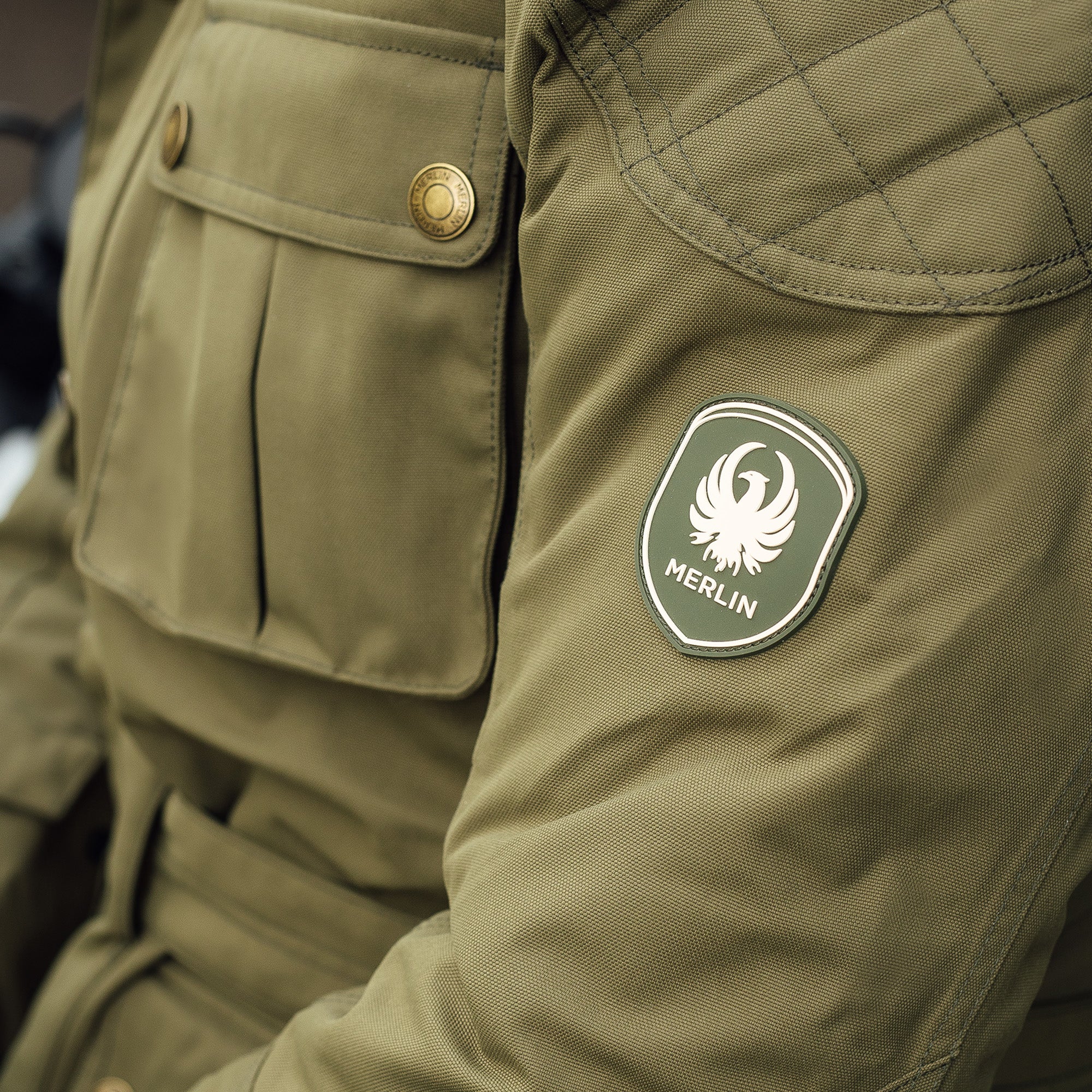 Merlin Burslem D3O Eco Laminated Textile Jacket Green FREE UK Delivery, FREE 365 Day Returns | Moto Central