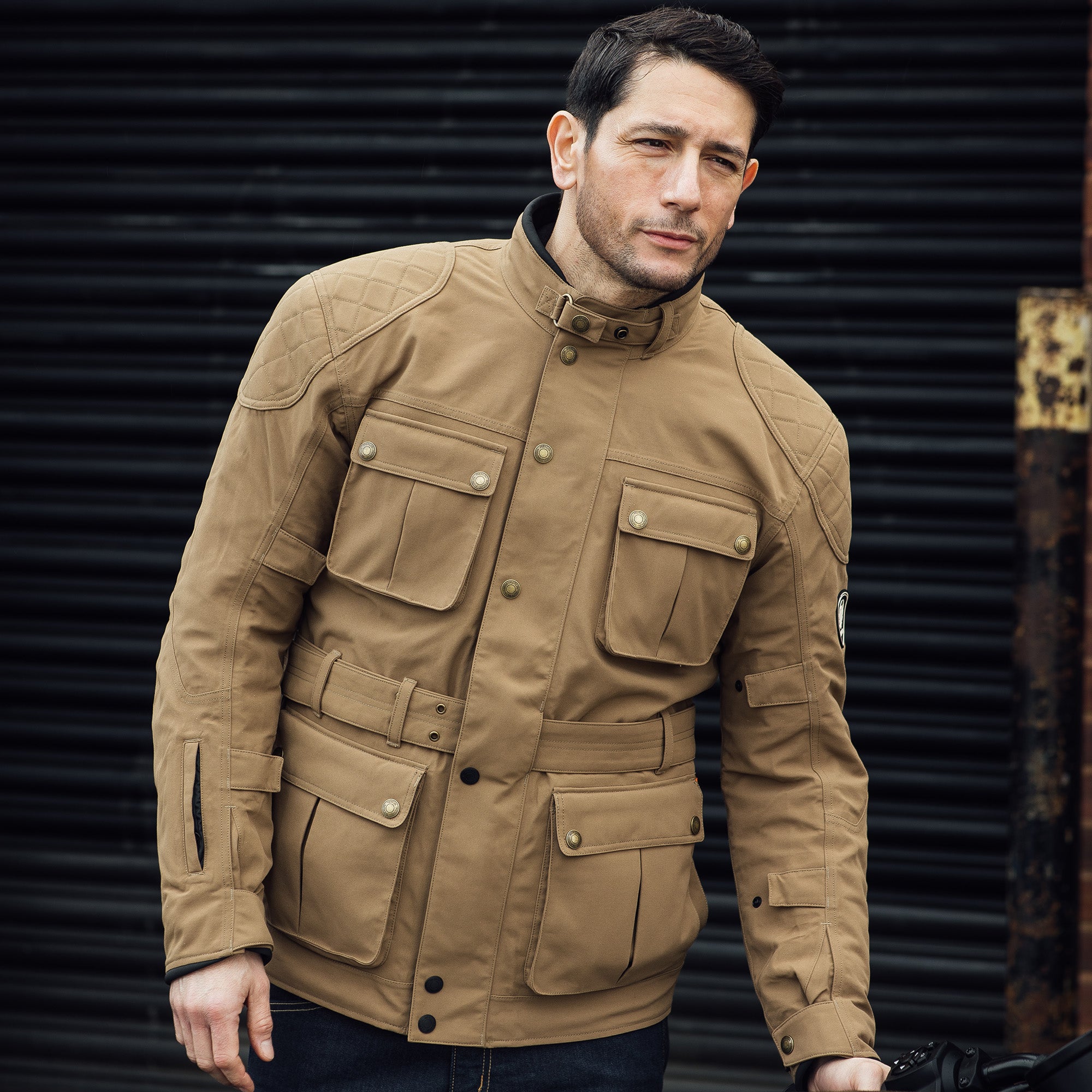 Merlin Burslem D3O Eco Laminated Textile Jacket Sand FREE UK Delivery, FREE 365 Day Returns | Moto Central