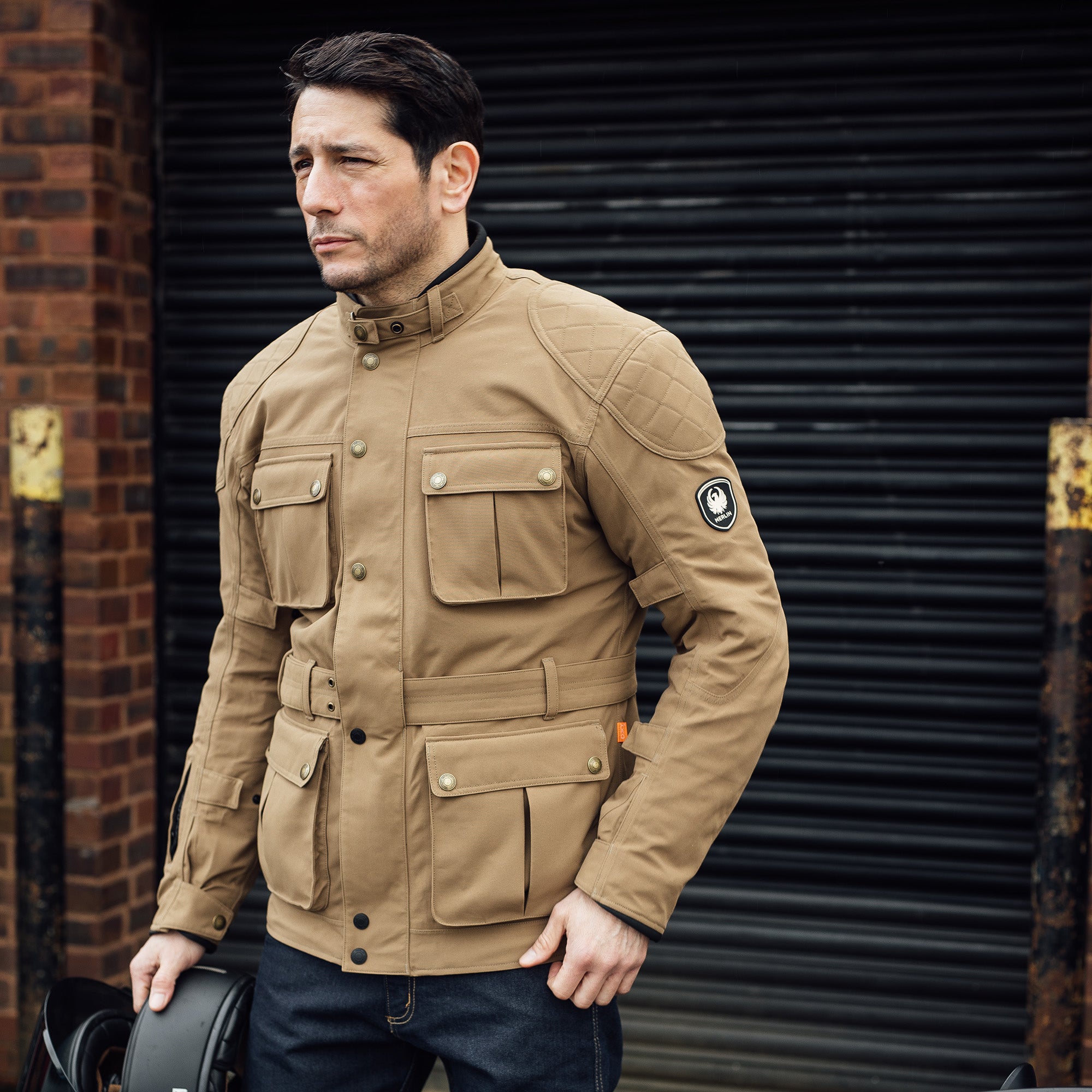 Merlin Burslem D3O Eco Laminated Textile Jacket Sand FREE UK Delivery, FREE 365 Day Returns | Moto Central