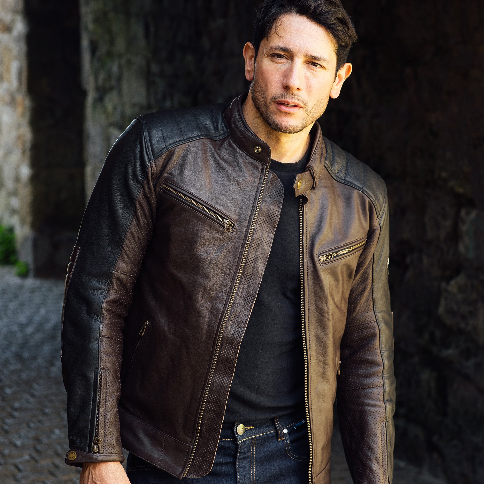 Merlin Chase 2 AAA D3O Leather Jacket Brown / Black FREE UK Delivery, FREE 365 Day Returns | Moto Central
