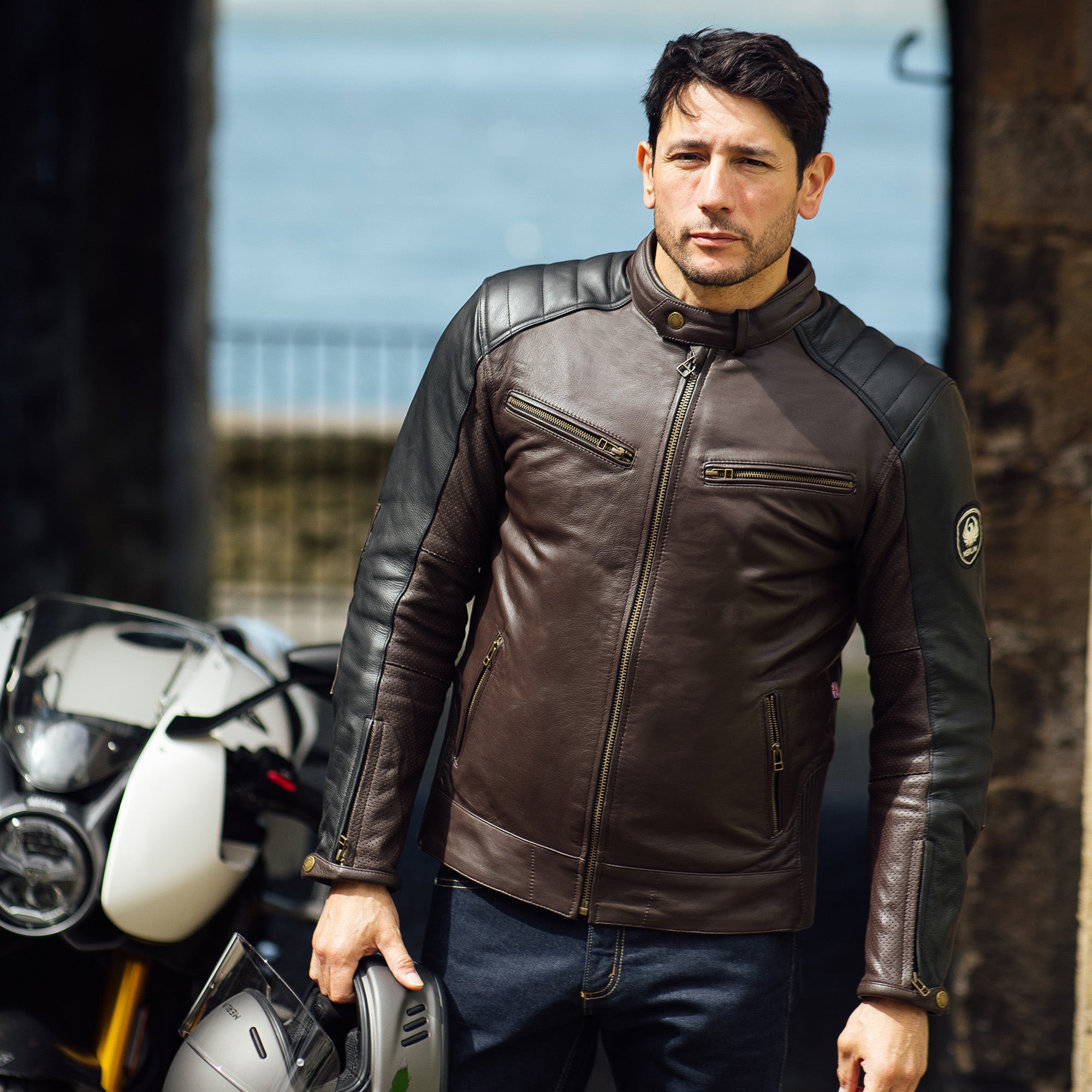 Merlin Chase 2 AAA D3O Leather Jacket Brown / Black FREE UK Delivery, FREE 365 Day Returns | Moto Central