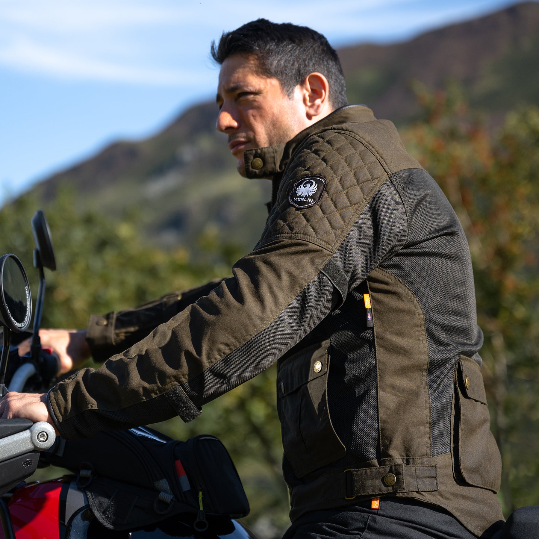 Merlin Chigwell Utility Cotec Jacket Olive FREE UK Delivery, FREE 365 Day Returns | Moto Central