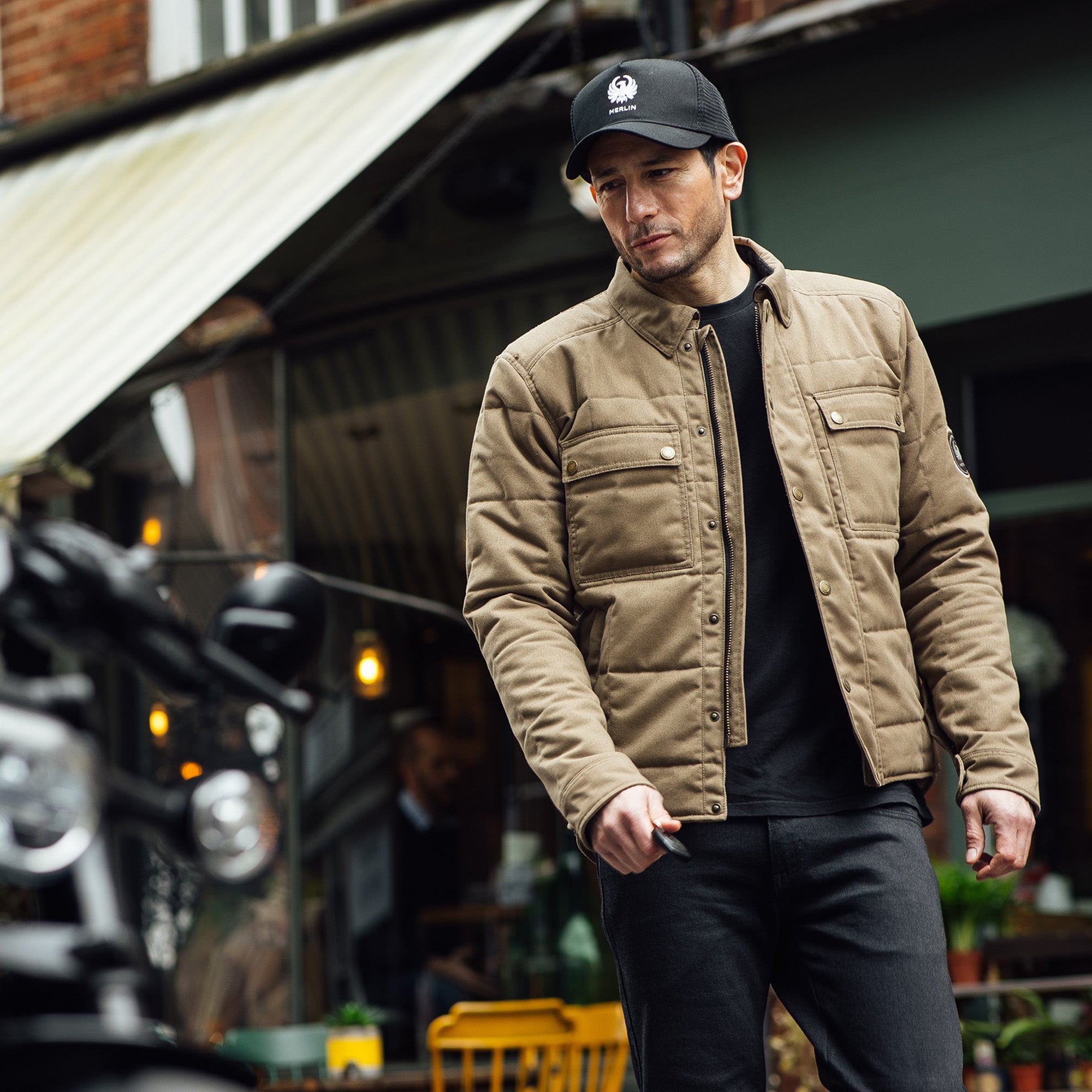 Merlin Codsall D3O Baffle Riding Jacket Tan FREE UK Delivery, FREE 365 Day Returns | Moto Central