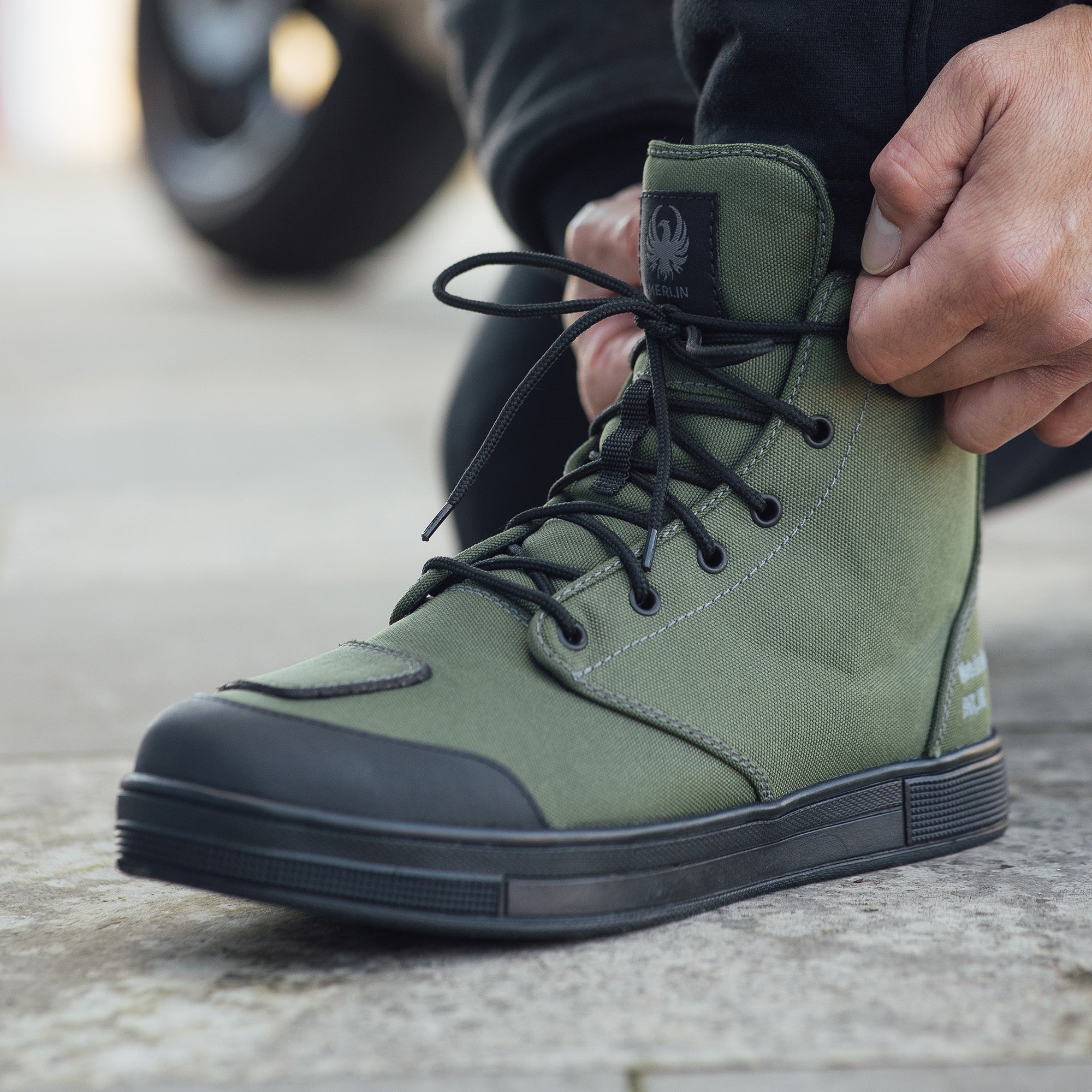 Merlin Knots D3O Canvas Boots Olive FREE UK Delivery, FREE 365 Day Returns | Moto Central