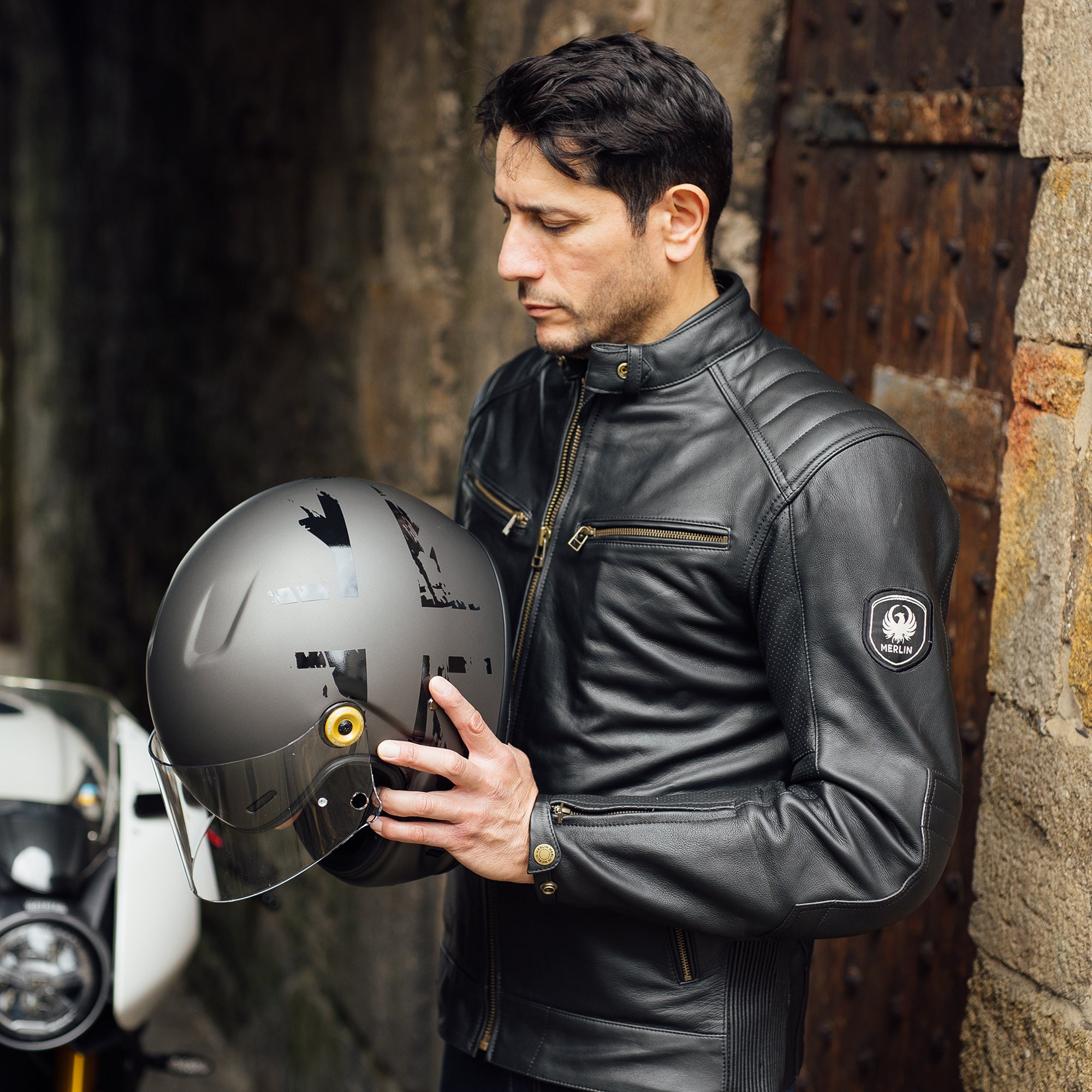 Merlin Revival Union Grey FREE UK Delivery, FREE 365 Day Returns | Moto Central