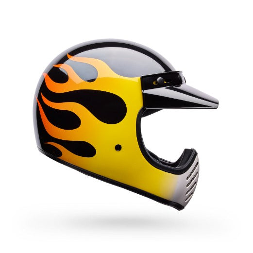 Bell Moto-3 Flint ECE 22.06 Yellow / Black full-face motorcycle helmet, side profile view