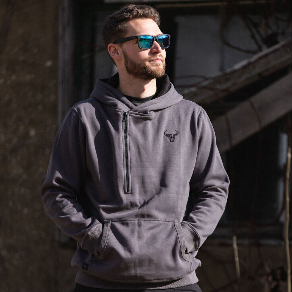 MotoBull Helmet Hoodie Grey