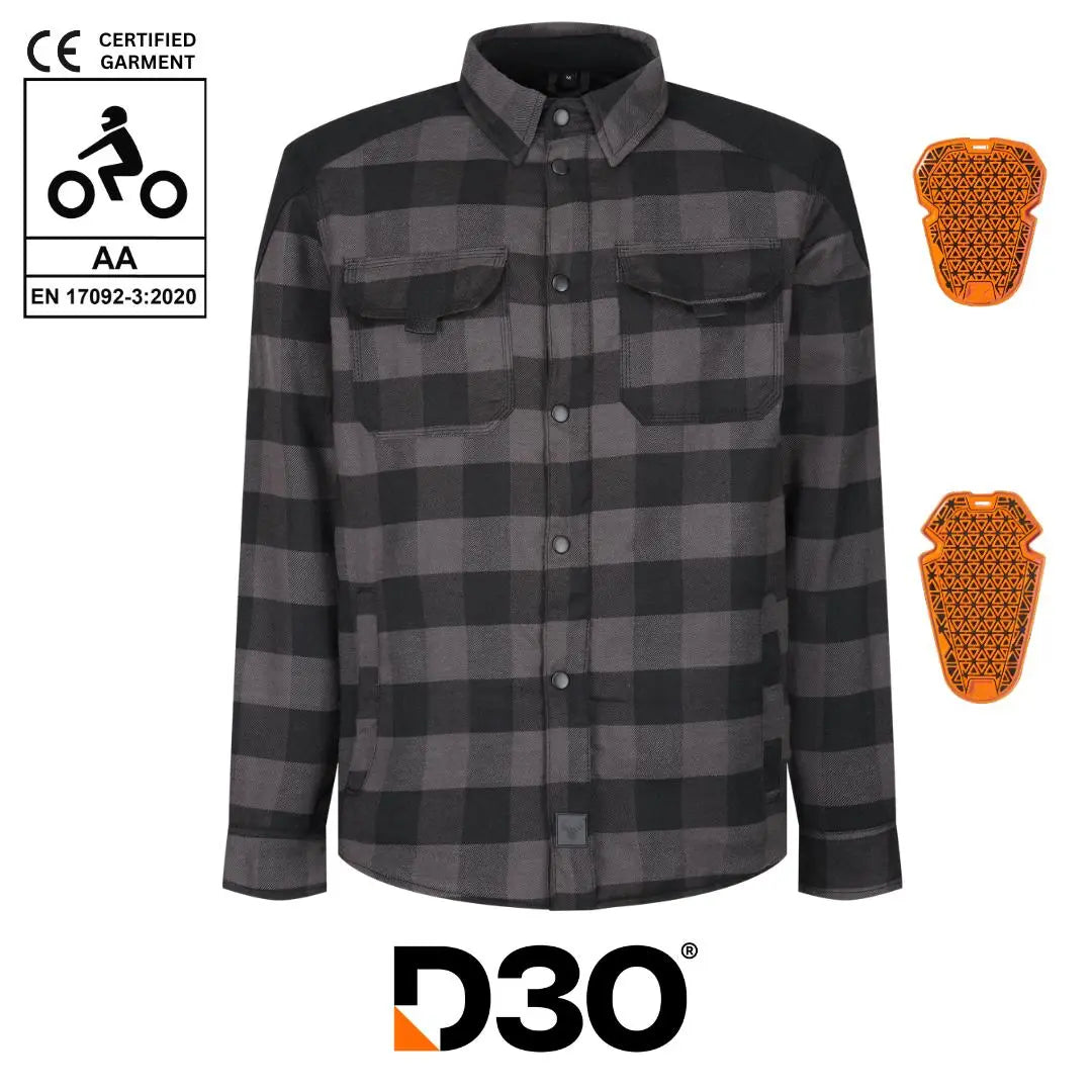 MotoBull Woody Flannel Textile Jacket Grey - FREE UK Shipping, FREE 365 Day Returns | Moto Central