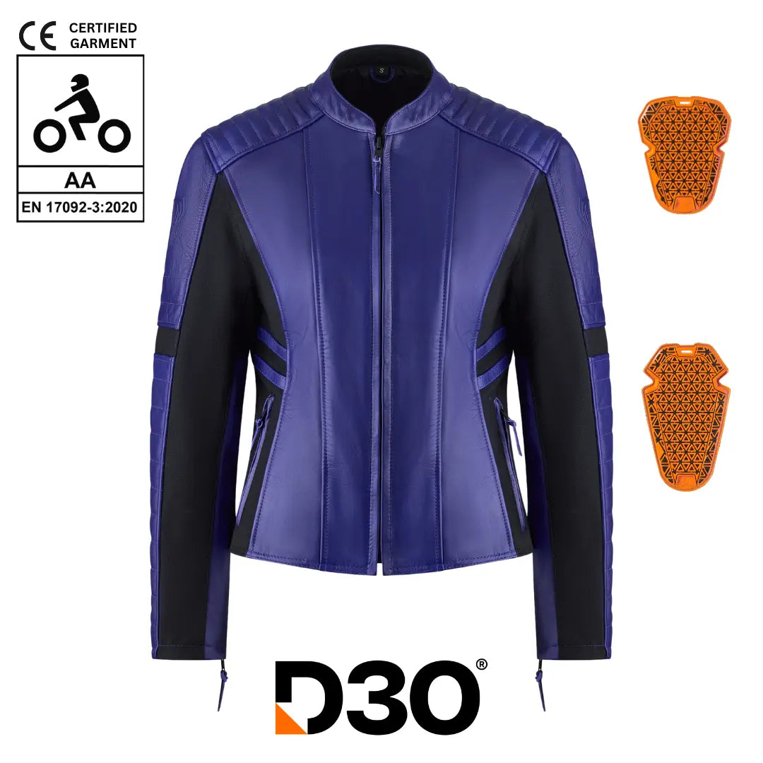 MotoGirl Amelia Ladies Leather Jacket Purple FREE UK Delivery, FREE 365 Day Returns | Moto Central