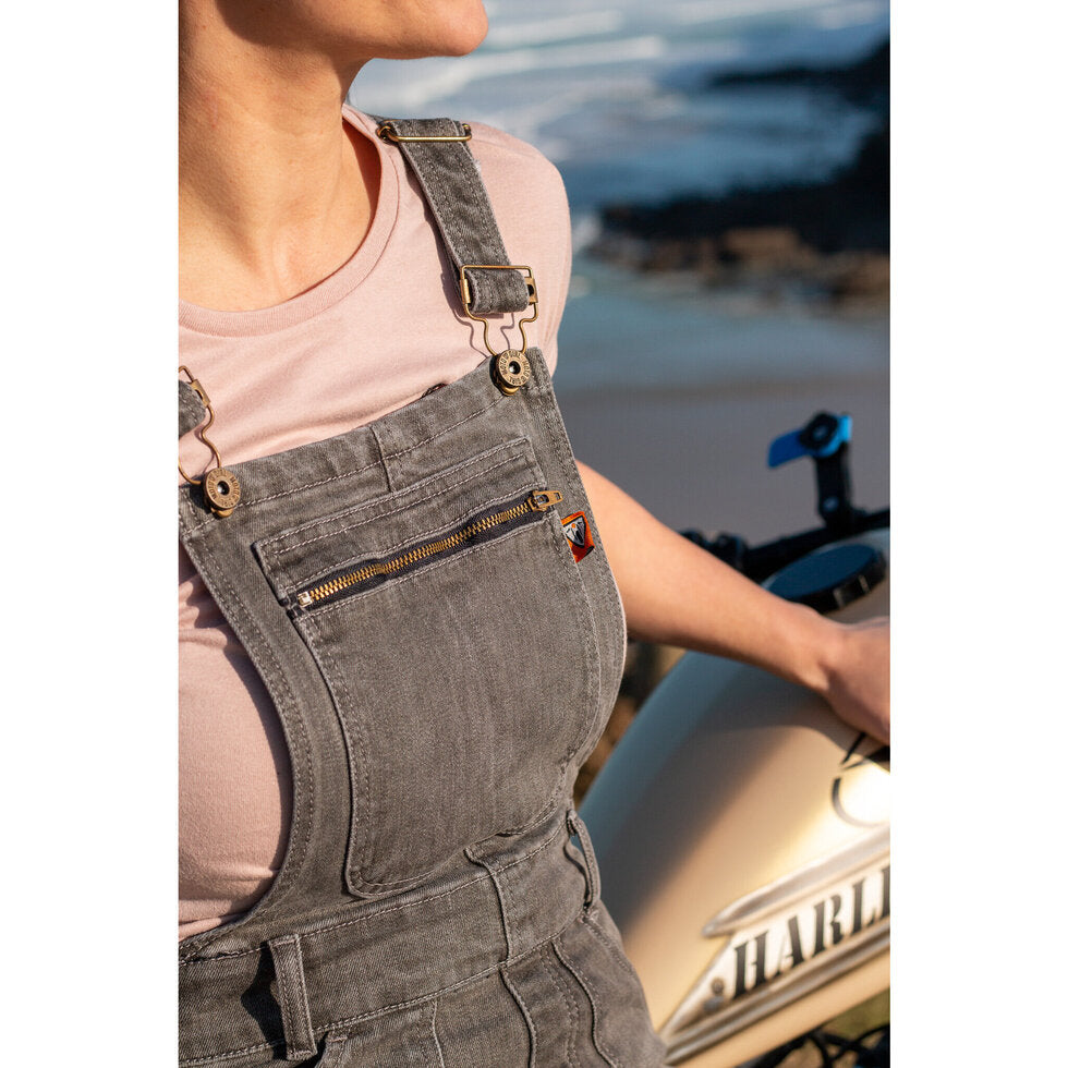MotoGirl Daisy Ladies Dungaree Grey