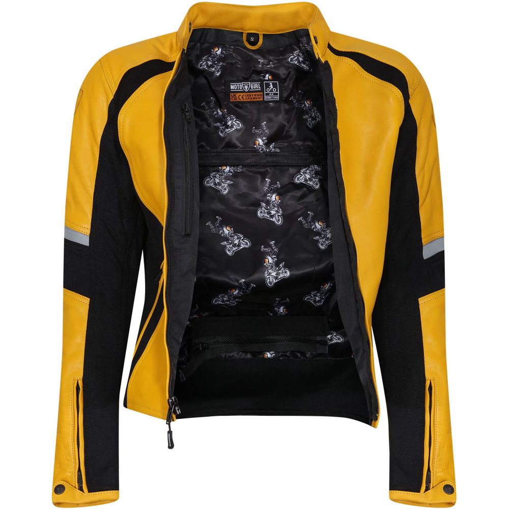 MotoGirl Fiona Ladies Leather Jacket Yellow