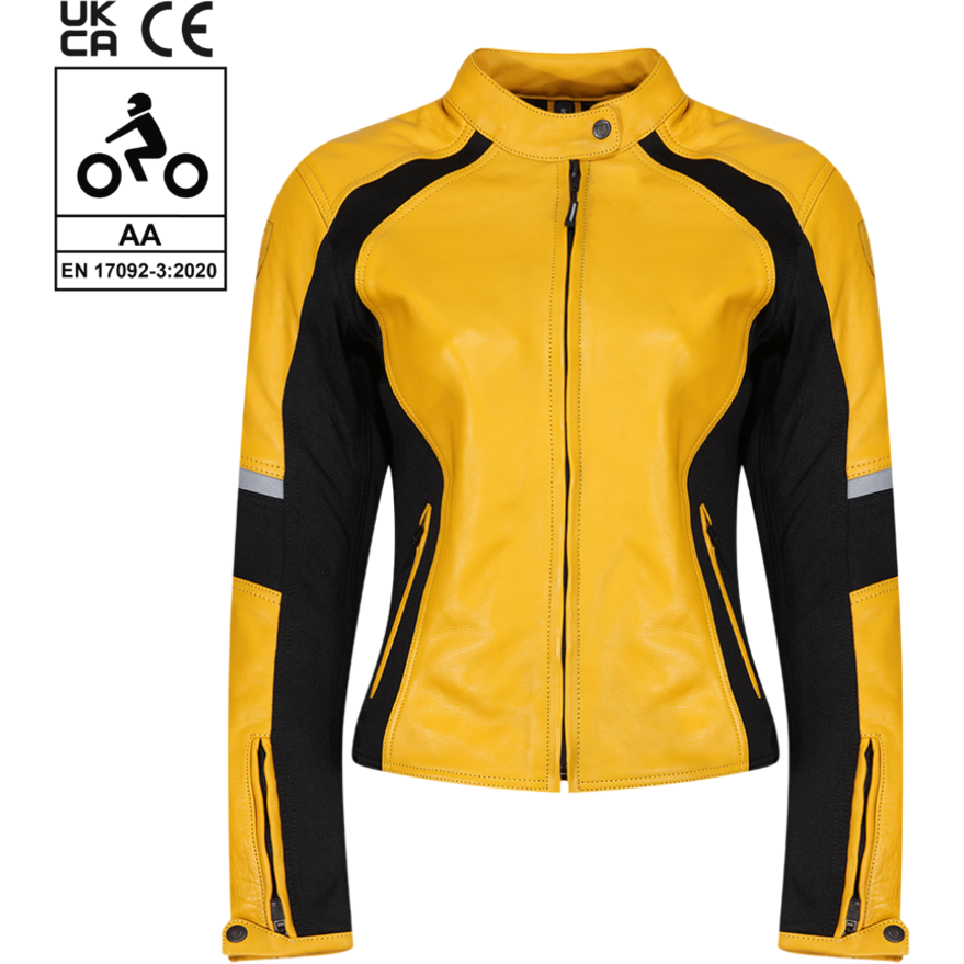 MotoGirl Fiona Ladies Leather Jacket Yellow