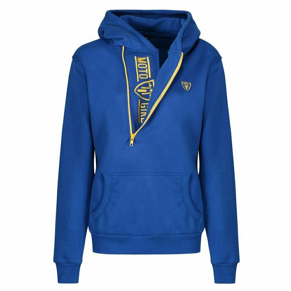 MotoGirl Helmet Ladies Hoodie Blue / Yellow