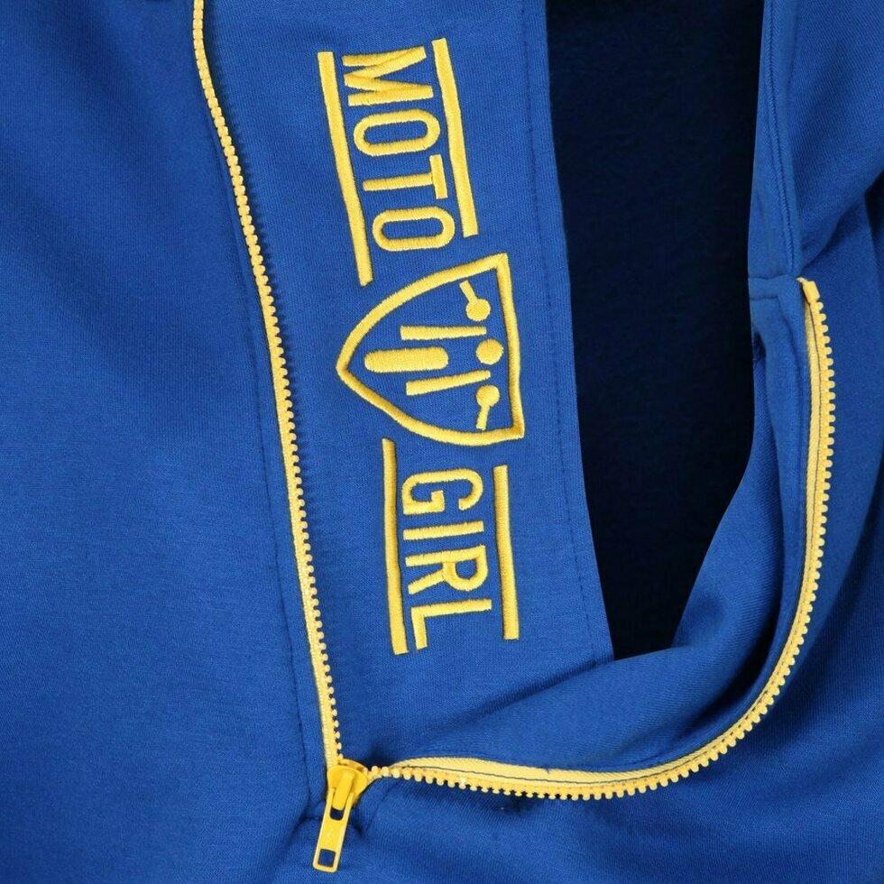 MotoGirl Helmet Ladies Hoodie Blue / Yellow