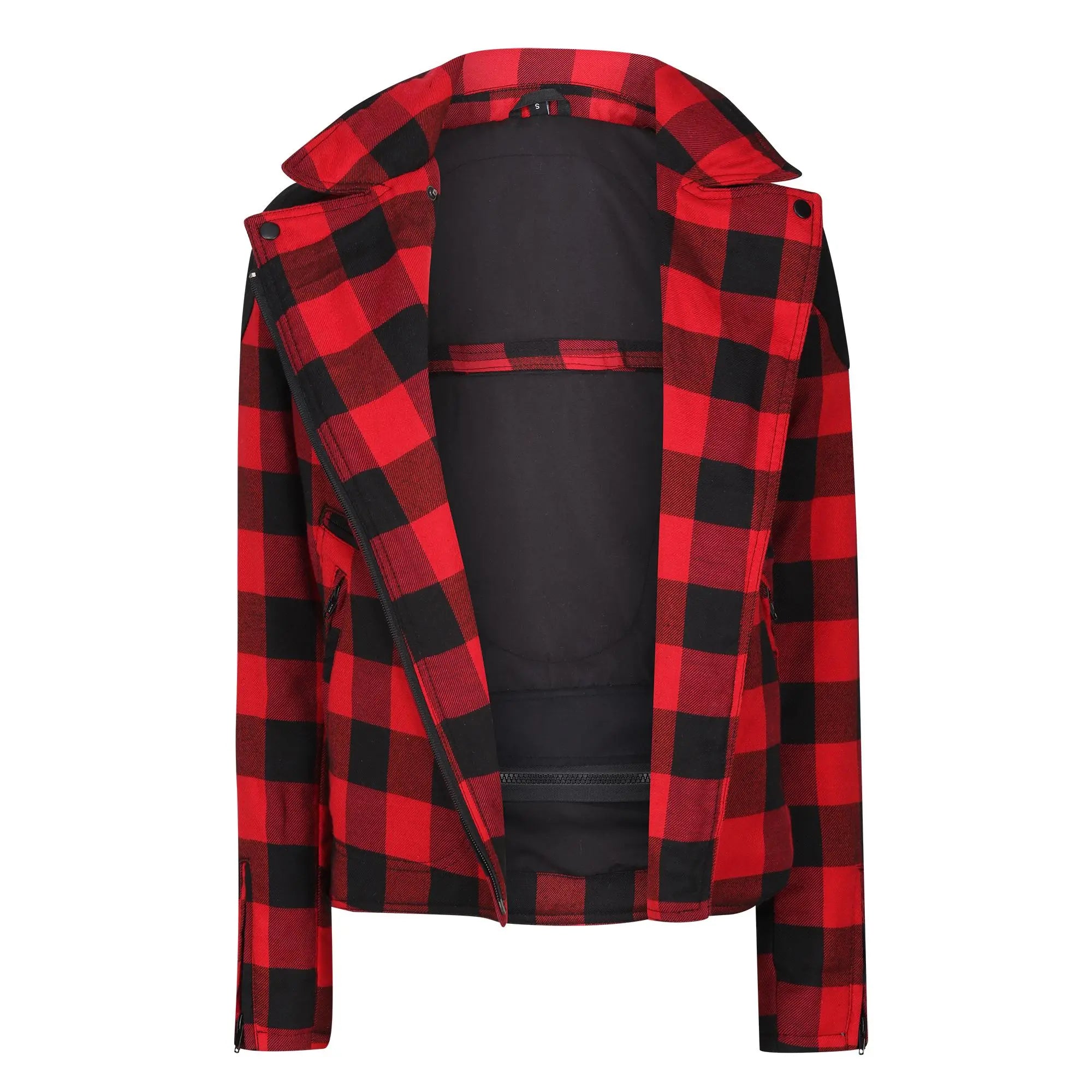 MotoGirl Jessie Flannel Ladies Textile Jacket Red - FREE UK Shipping, FREE 365 Day Returns | Moto Central