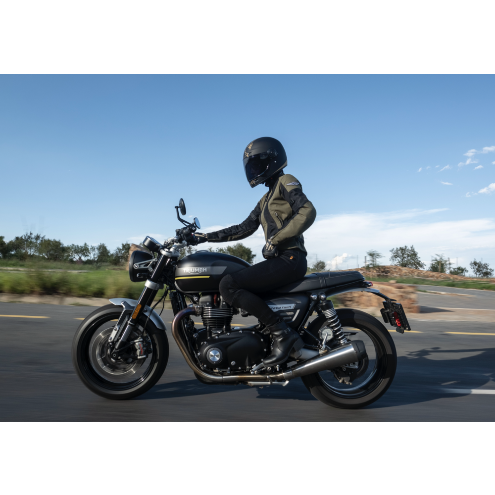 MotoGirl Jodie Summer Ladies Textile Jacket Khaki Green