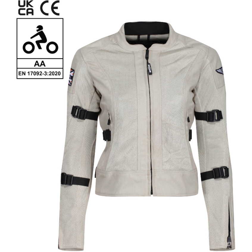 MotoGirl Jodie Summer Ladies Textile Jacket Natural