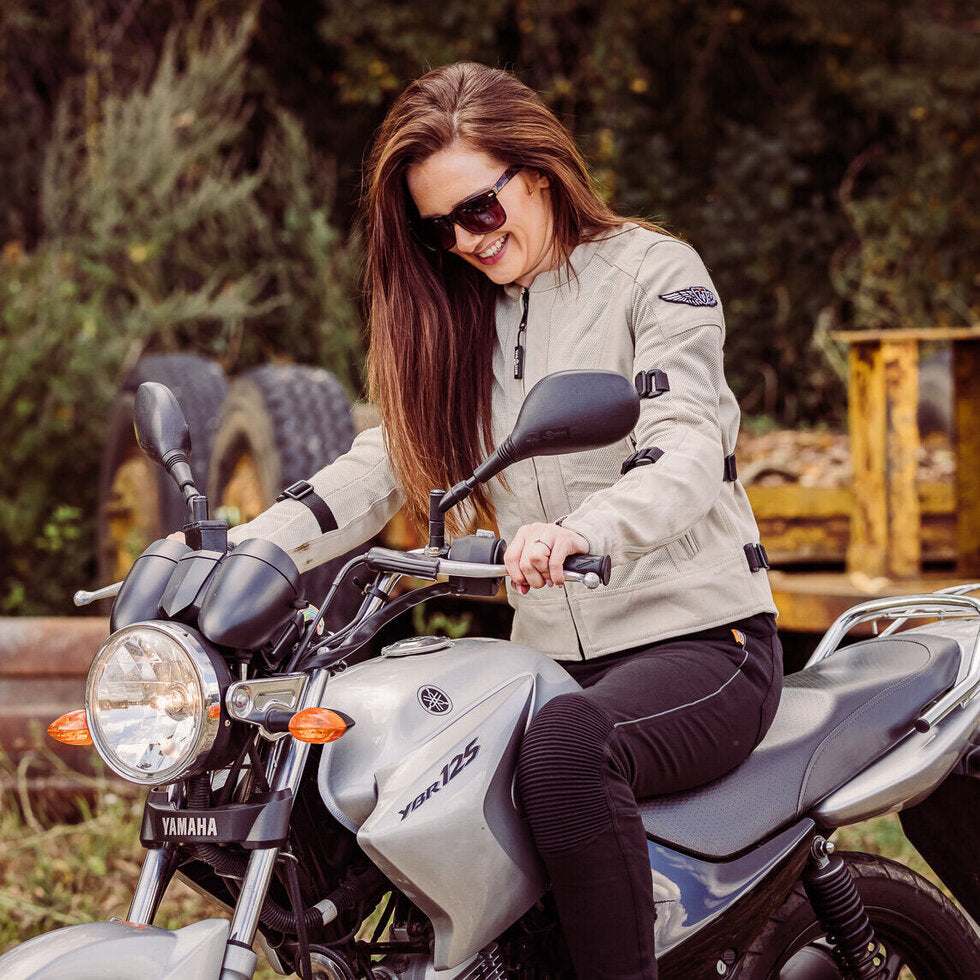 MotoGirl Jodie Summer Ladies Textile Jacket Natural