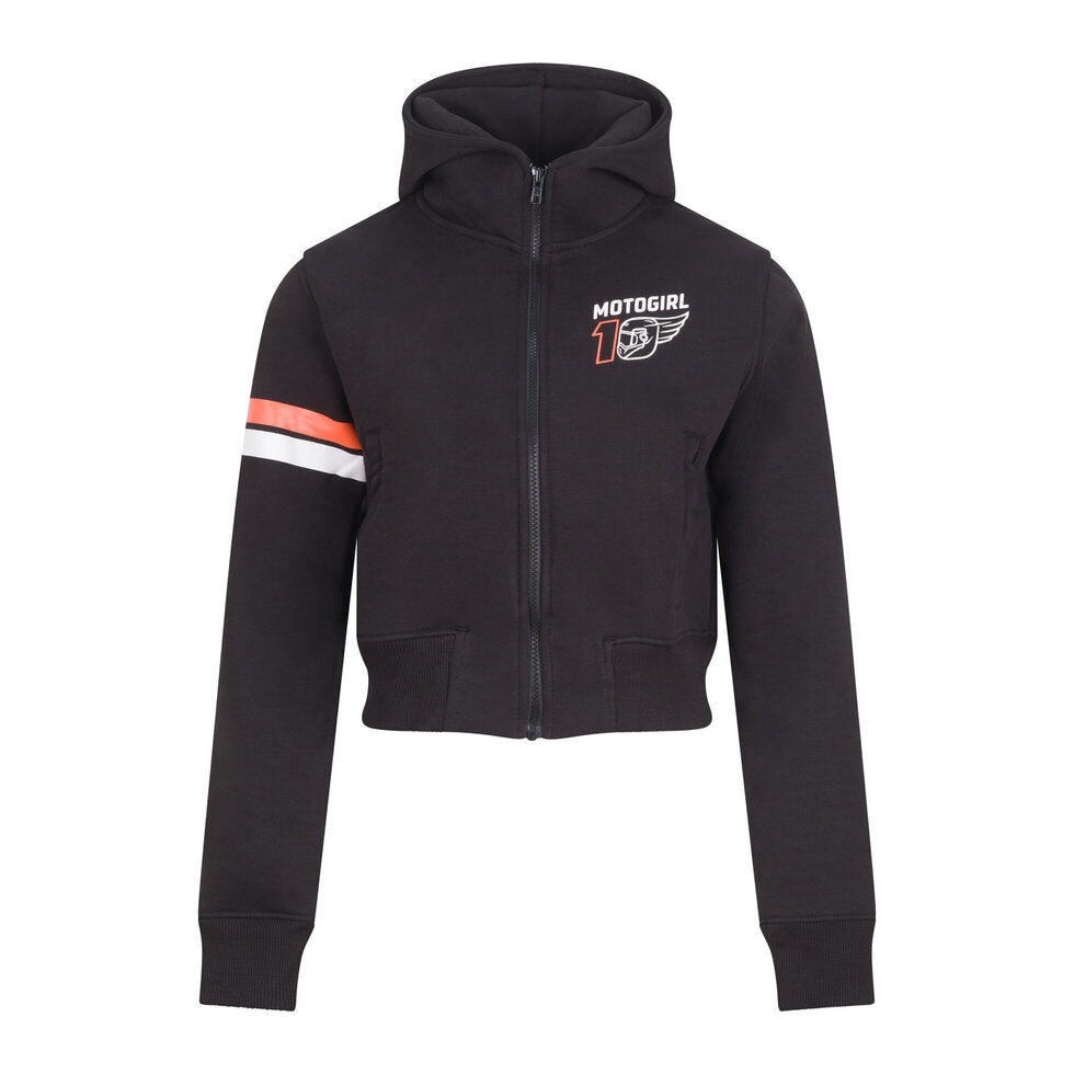 MotoGirl M10 Full Zip Limited Edition Ladies Cropped Hoodie Black FREE UK Delivery, FREE 365 Day Returns | Moto Central