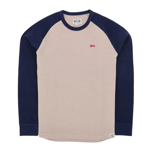 13 And A Half Magazine Waffle Jersey Sand / Navy - FREE UK Shipping, FREE 365 Day Returns | Moto Central