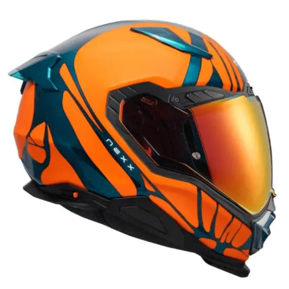 Nexx X.WST3 B-Side Full Face Helmet Matt Blue Teal / Orange - FREE UK Shipping, FREE 365 Day Returns | Moto Central