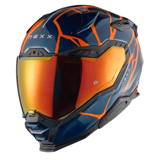 Nexx X.WST3 B-Side Full Face Helmet Matt Blue Teal / Orange - FREE UK Shipping, FREE 365 Day Returns | Moto Central