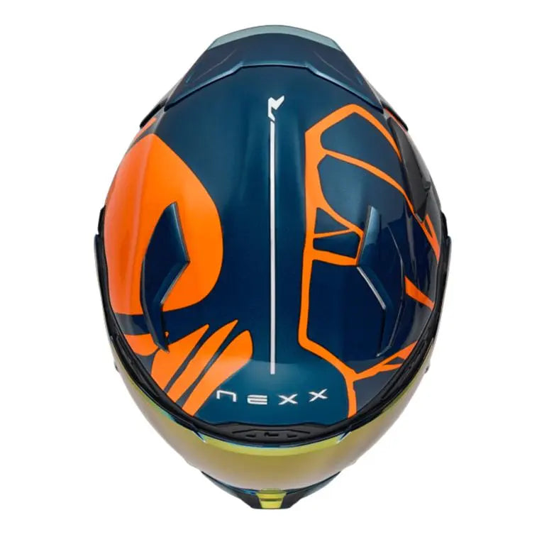 Nexx X.WST3 B-Side Full Face Helmet Matt Blue Teal / Orange - FREE UK Shipping, FREE 365 Day Returns | Moto Central