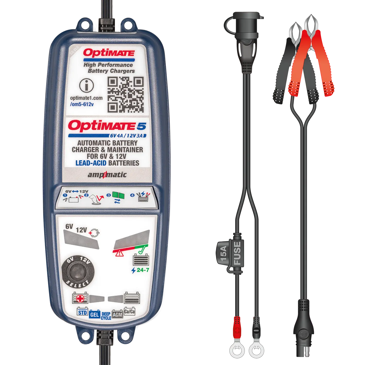 OptiMate 5 Select 6V + 12V Battery Charger FREE UK Delivery, FREE 365 Day Returns | Moto Central