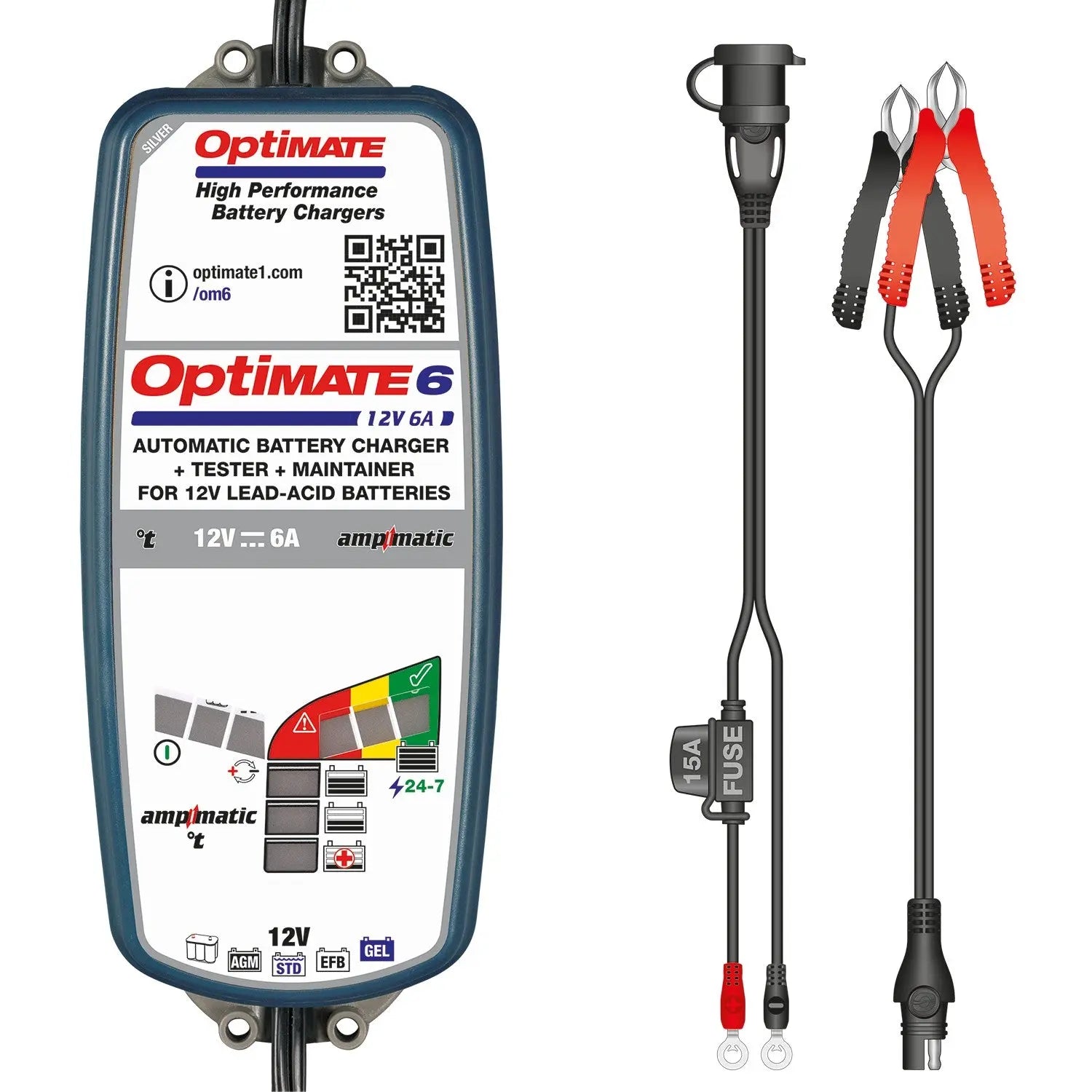 OptiMate 6 Battery Charger / Optimiser FREE UK Delivery, FREE 365 Day Returns | Moto Central
