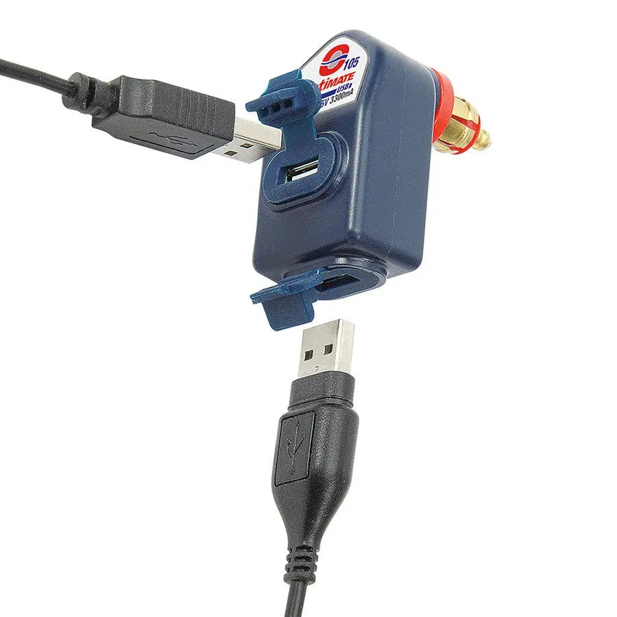 OptiMate O-105 Dual USB Charger 3300mA - 90? DIN Plug FREE UK Delivery, FREE 365 Day Returns | Moto Central