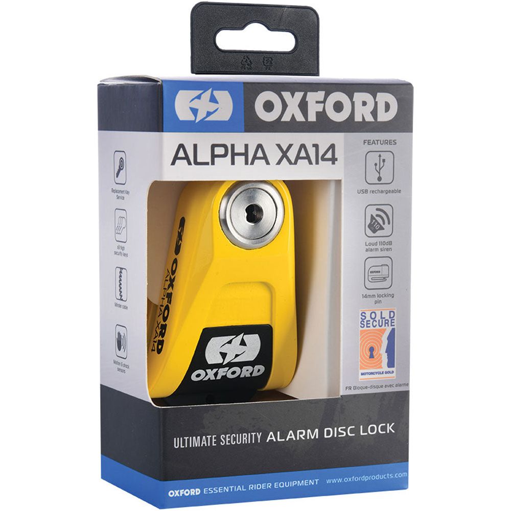 Oxford Alpha XA14 Alarm Disc Lock Yellow / Black