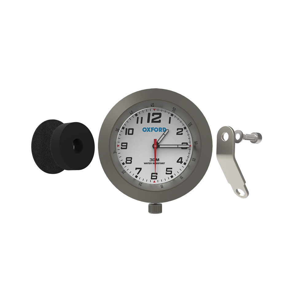 Oxford Analog Clock Titanium Case & White Face