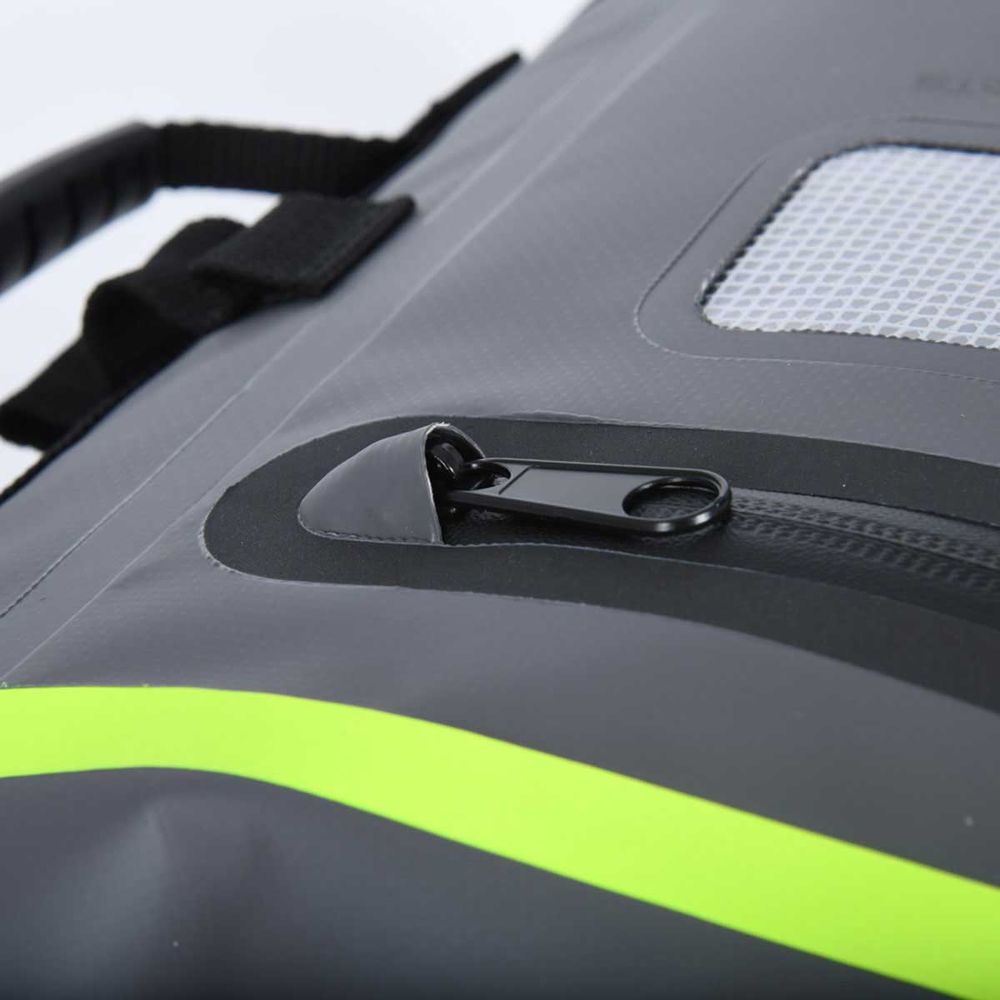 Oxford Aqua T8 Tail Bag Black / Grey / Fluo Yellow - 8 Litres waterproof zip detail