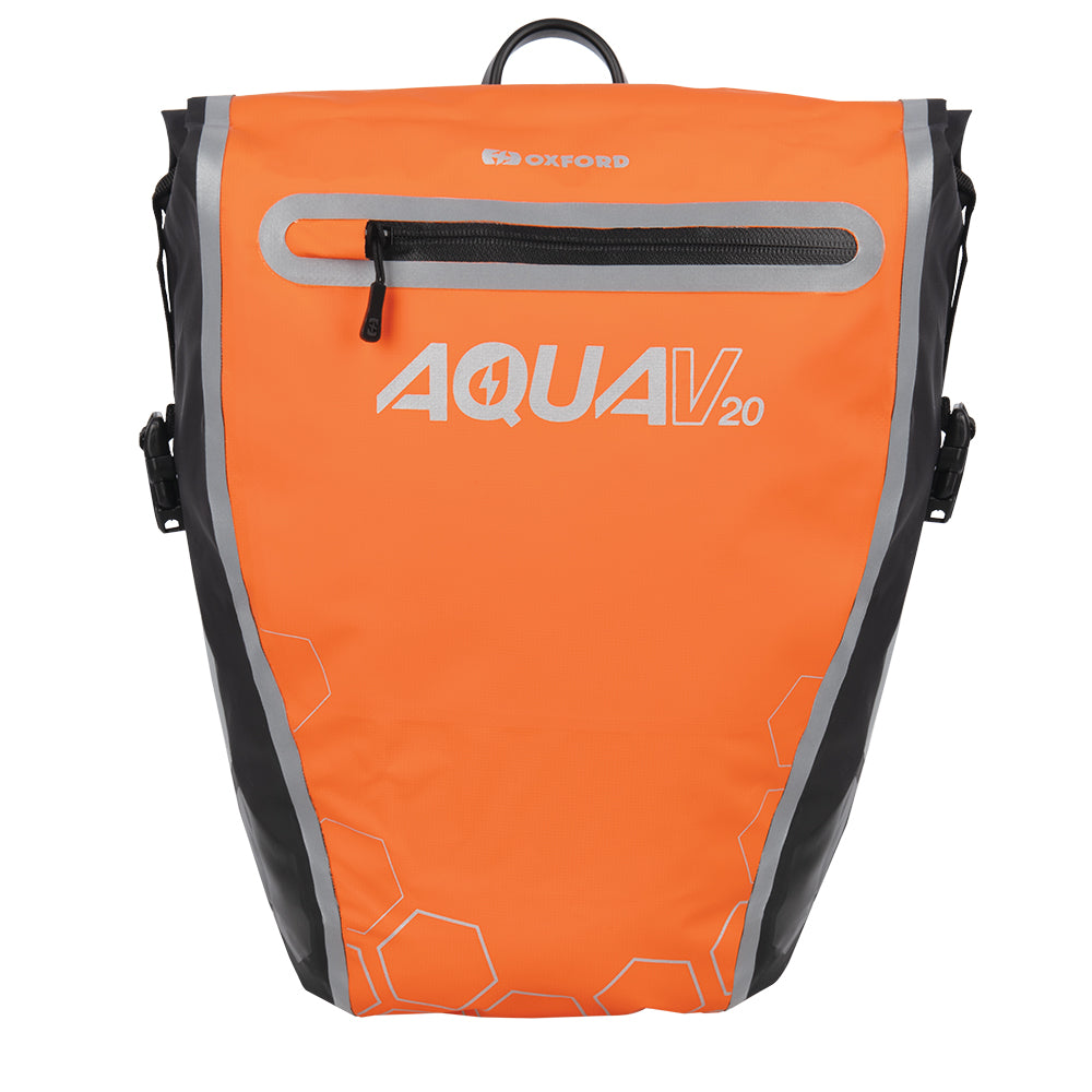 Oxford Aqua V20 Single QR Pannier Bag Orange / Black - 20 Litres