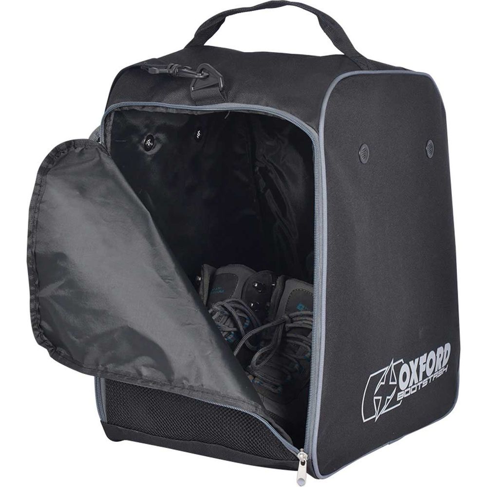Oxford Bootstash Deluxe Padded Boots Bag Black, boots bag holding a motorcycle helmet