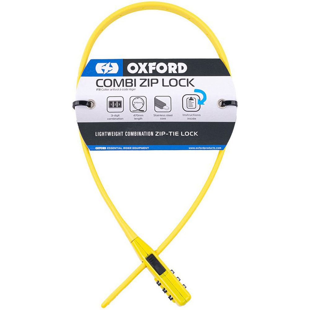 Oxford Combi Zip-Tie Cable Lock Yellow - 470mm