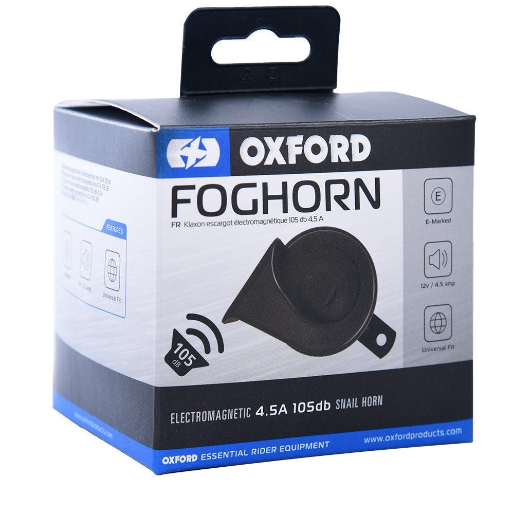 Oxford Foghorn 12V Horn Black - retail packaging