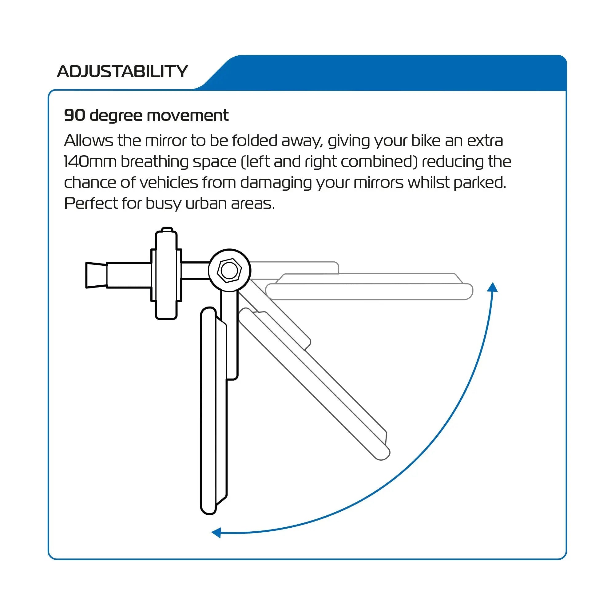 Oxford Fold-Away Bar End Mirrors Set Black - FREE UK Shipping, FREE 365 Day Returns | Moto Central