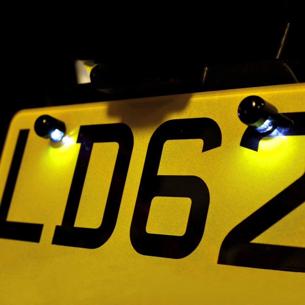 Oxford Halo Bolts Number Plate LED Lights - LED bolt lights installed on number plate