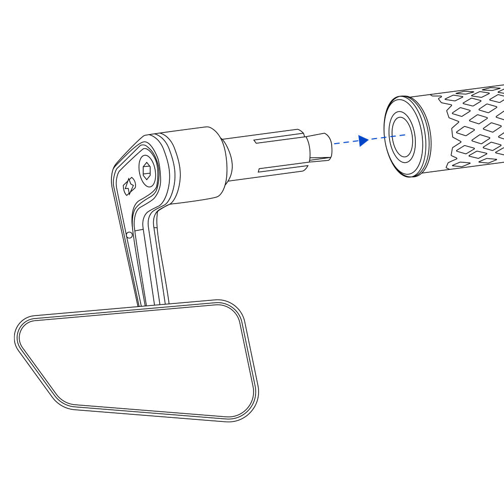 Oxford Horizon Bar End Left Mirror Black - installation diagram