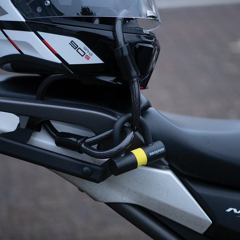 Oxford Loop 15 Cable & Mini Shackle Lock Black / Yellow - 15mm x 2.0m