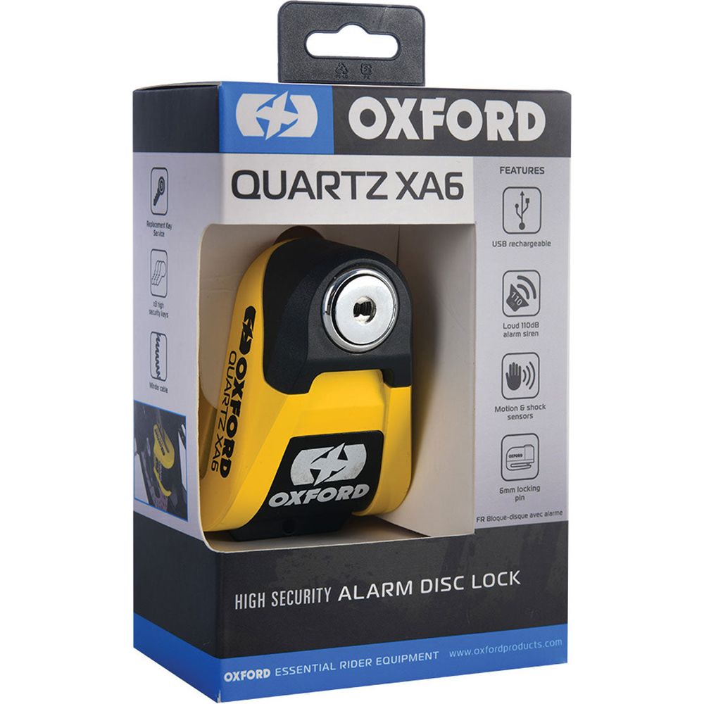 Oxford Quartz XA6 Alarm Disc Lock Yellow / Black