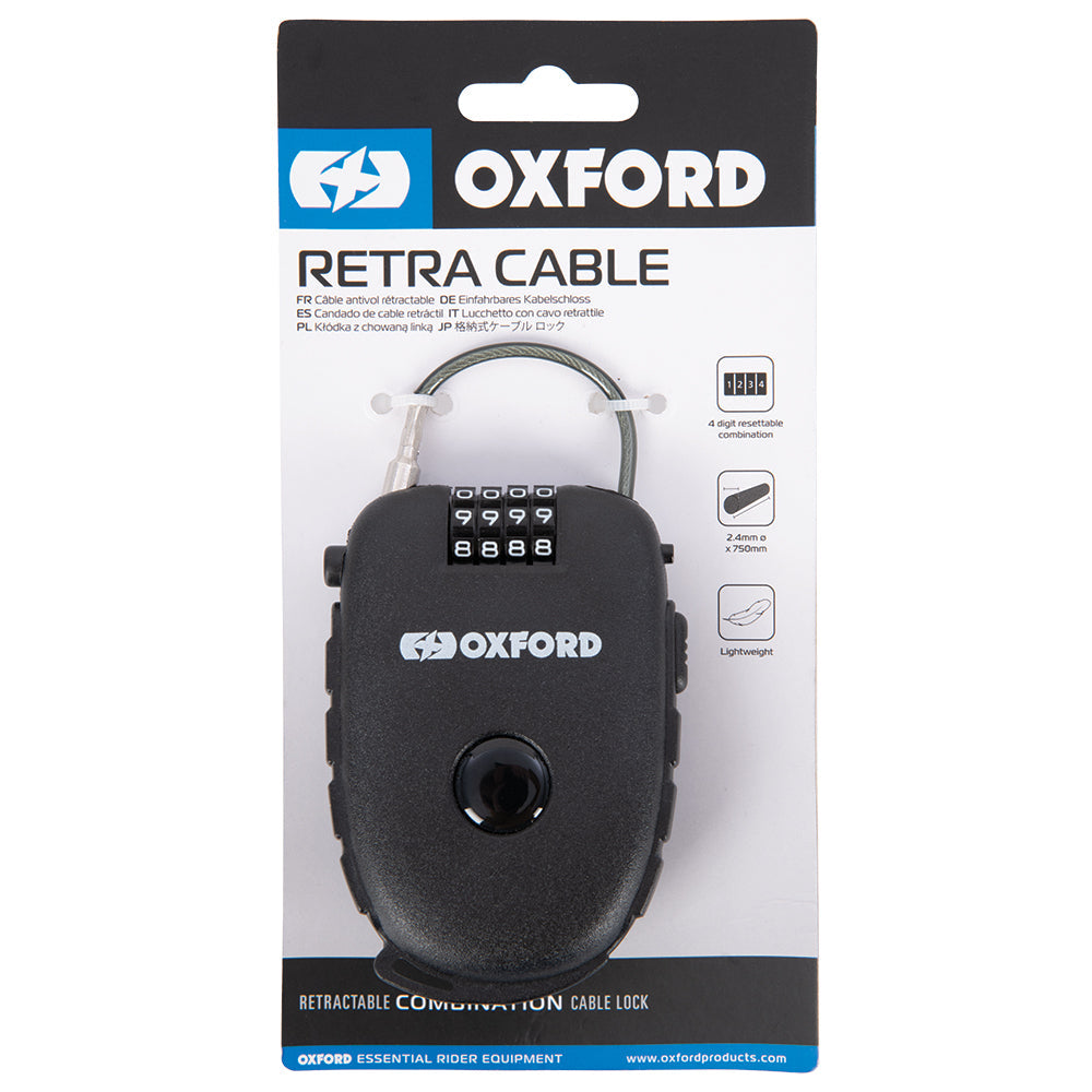 Oxford Retra Lock Cable Black - 75cm